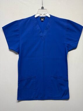 Angel Blue V-Neck Scrub Top Women's Medium Style 2012 Medical Nurse Uniform